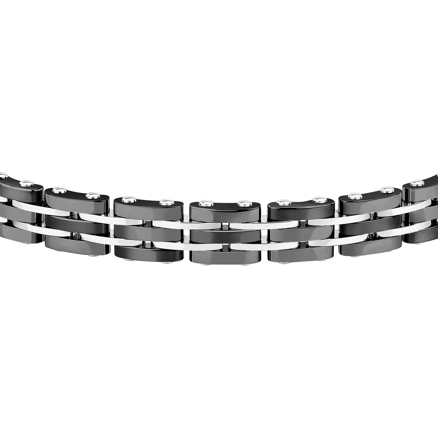 Bracciale Sector Uomo Acciaio Ceramica Nera Maglia Larga _SAFR48