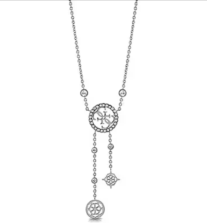 Collana Guess Donna Argentata Con Ciondoli Centrale Logo Zirconi Bianchi _JUBN01171