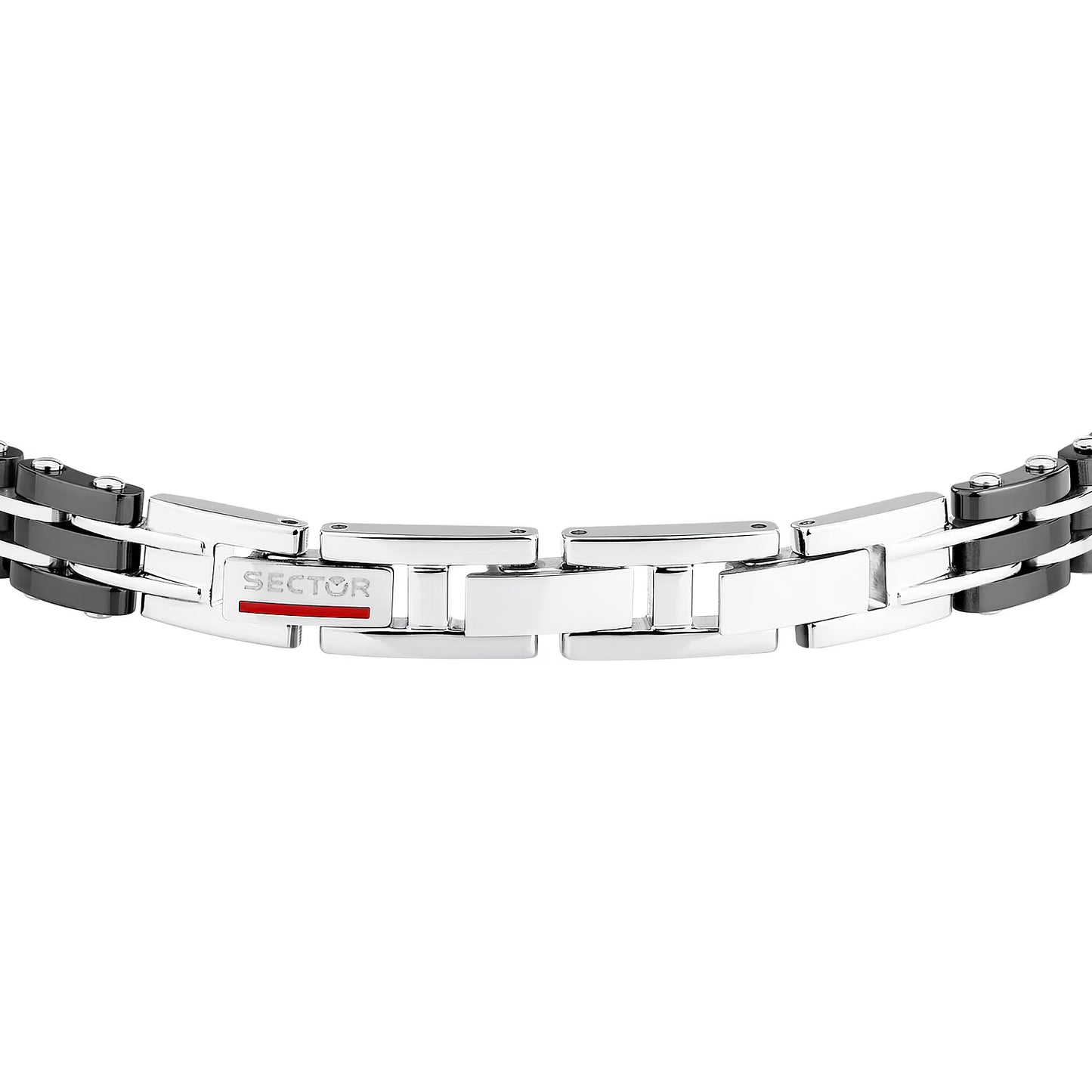 Bracciale Sector Uomo Acciaio Ceramica Nera Maglia Larga _SAFR48