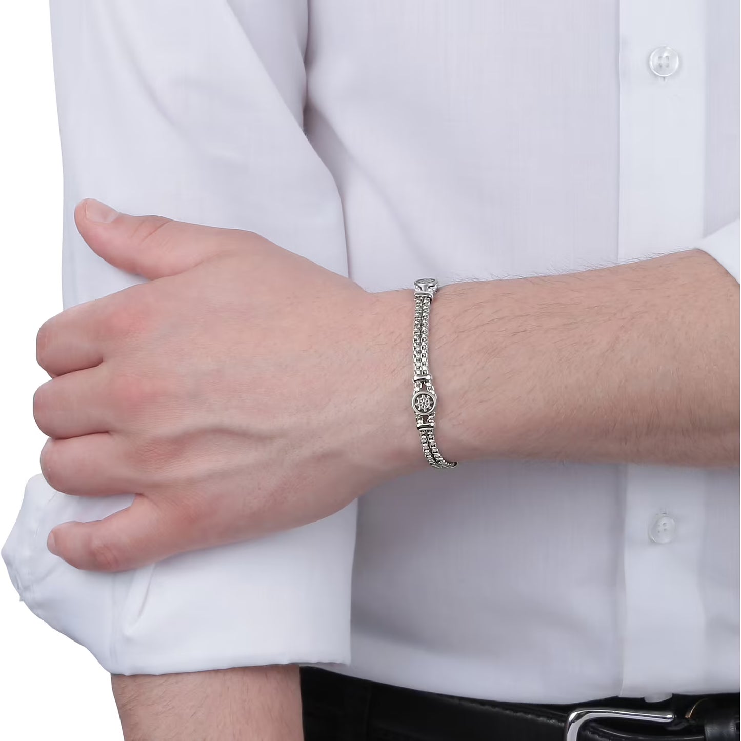 Bracciale Sector Uomo Acciaio Silver Marine Smalto Nero Timone _SADQ34