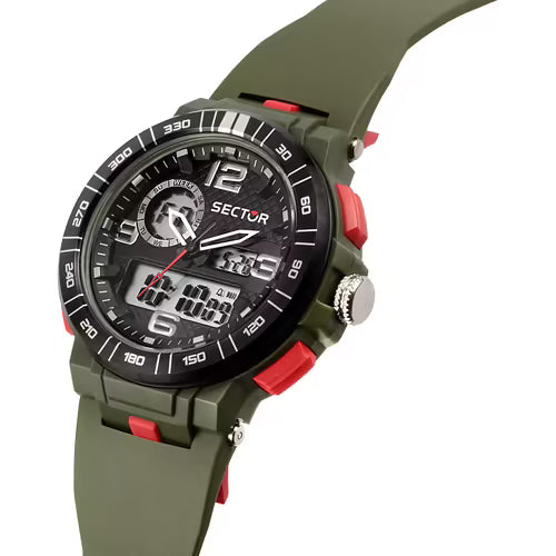 Orologio Sector Ex 28 Uomo Analogico-Digitale Cinturino PU Verde Militare _R3251532001