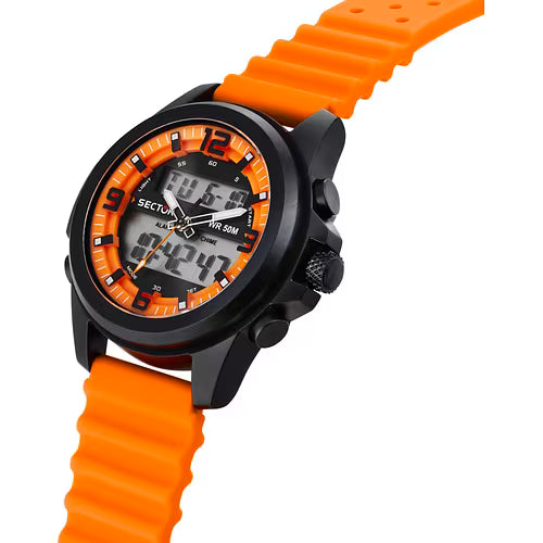 Orologio Sector Ex 48 Uomo Analogico-Digitale Cinturino Plastica Arancione Nero_R3251302002