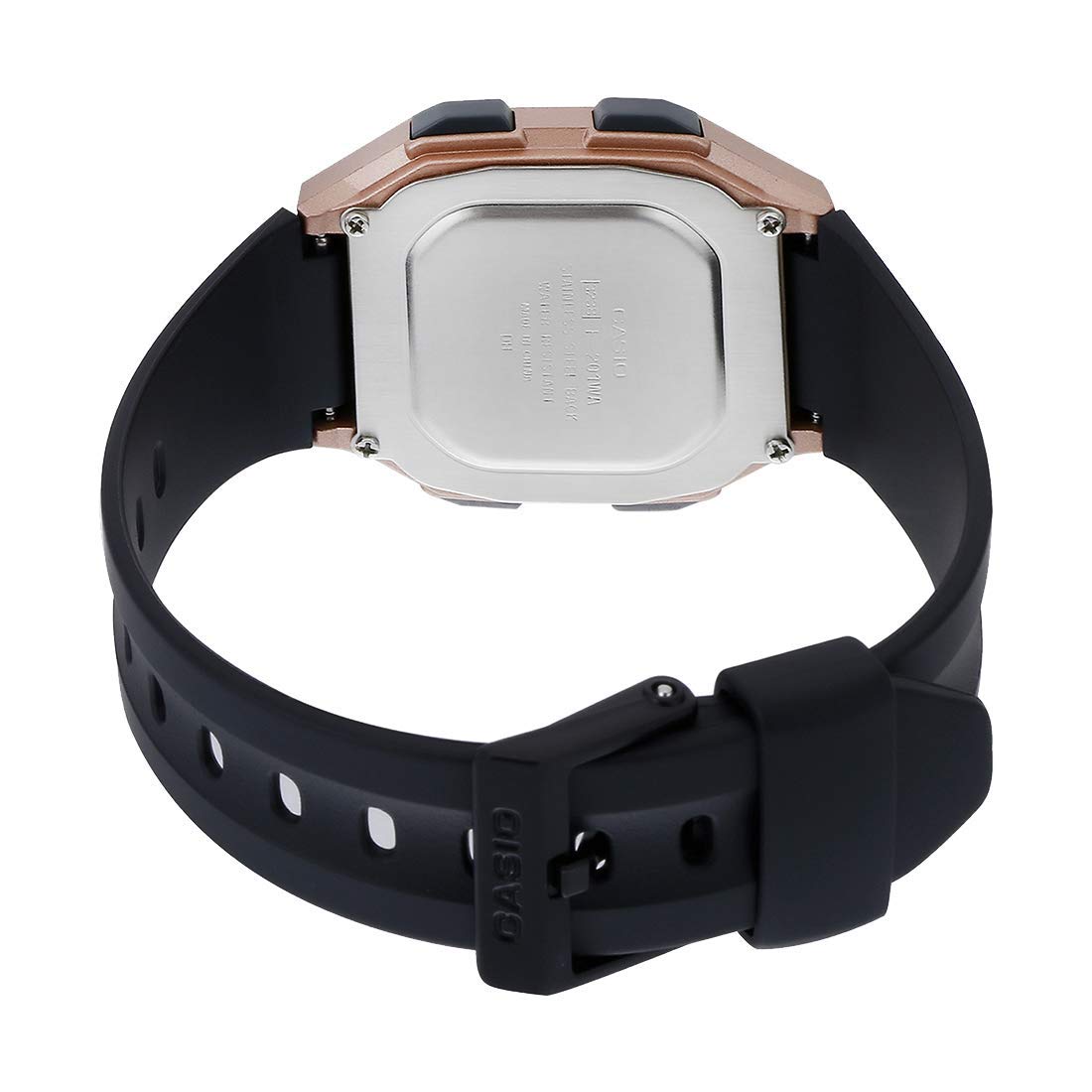 Casio Unisex-Digitalquarzuhr mit schwarzem Harzarmband und goldenem Gehäuse _F-201WAM-9AVEF