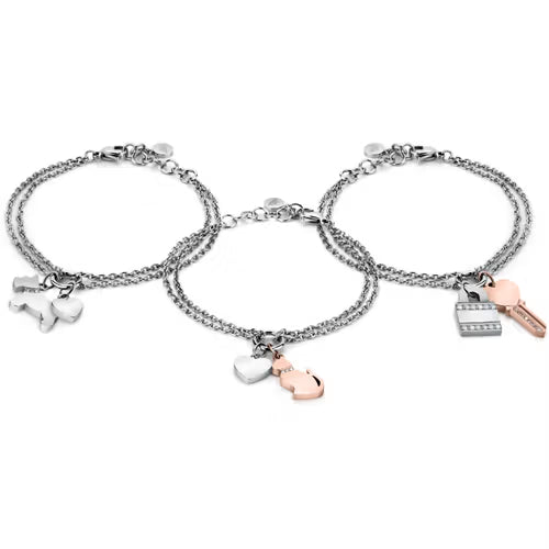 Morellato Damen-Armband aus Stahl, Silber, Maskottchen Hund, Kristalle, Doppelkette, SAVL14