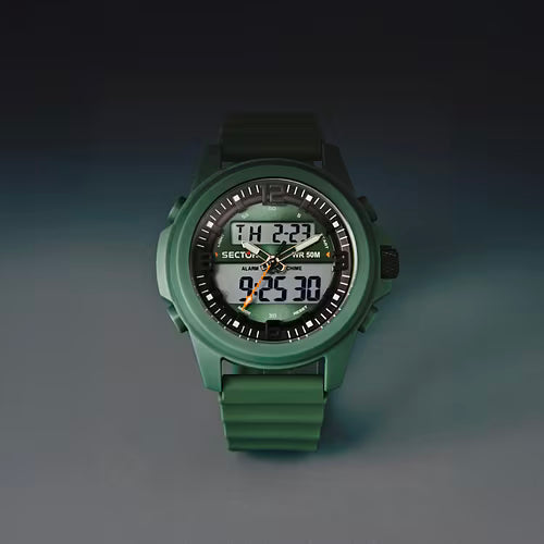 Orologio Sector Ex 48Uomo Analogico-Digitale Cinturino Plastica Verde  Oliva_R3251302004