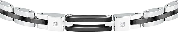 Bracciale Sector Uomo Acciaio Silver Ceramica Nera Diamonds _SAFR46