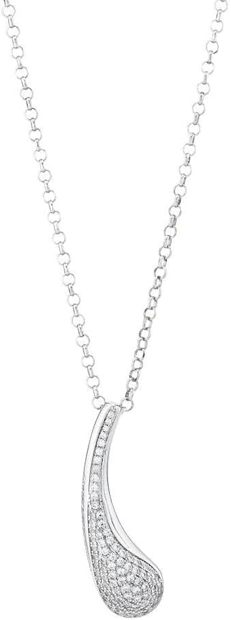 Collana Boccadamo Donna Bronzo Argentato Goccia Pavè Zirconi _KGR038