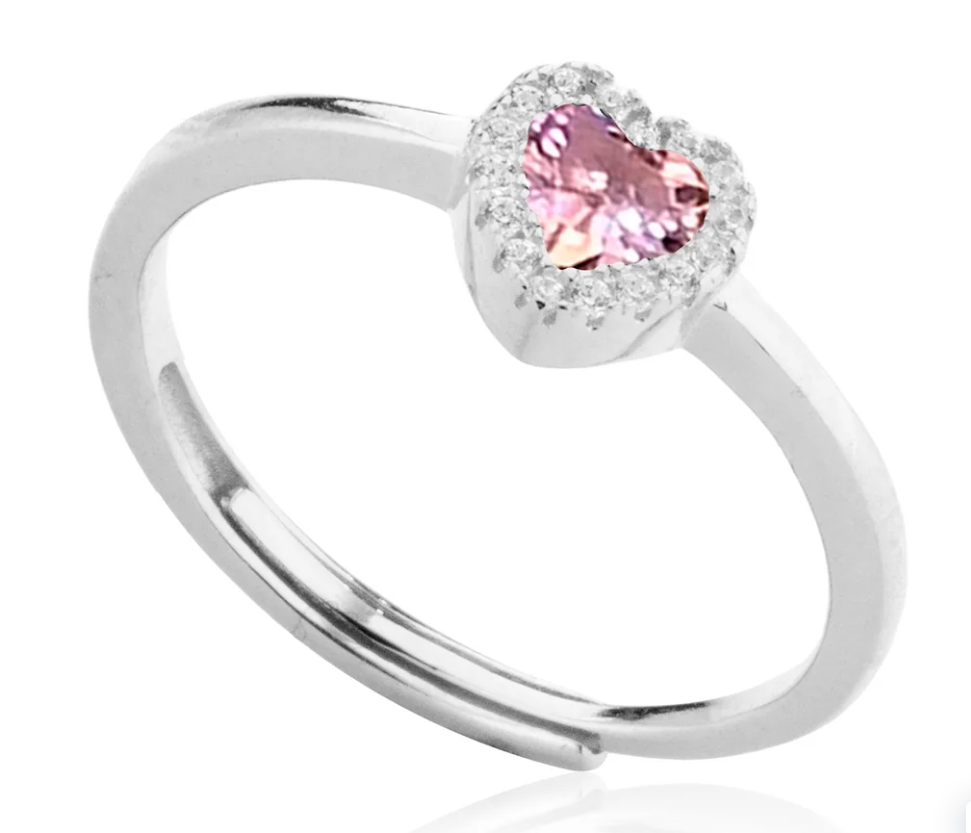 The Writings of Love Ring für Damen, 925 Silber, Rosa Herz _LSA01