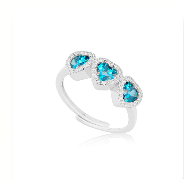 Anello Le Scritte dell'Amore Donna Argento 925 Trylogy Cuore acquamarina _LSA07