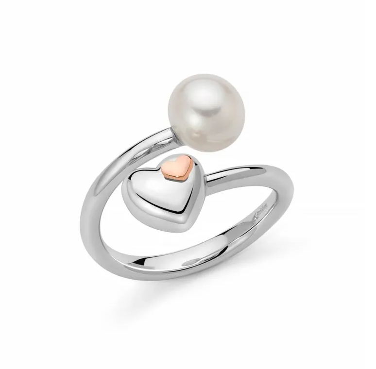 Anello Miluna Donna Argento925 Perla Bianca 8 mm Cuore Elemento Oro375 9KT _PLI1668