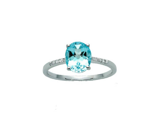 Anello Miluna Donna Oro 18kt Topazio Azzurro Ovale ct 2,23 e 8 diamanti 0,56ct LID3257