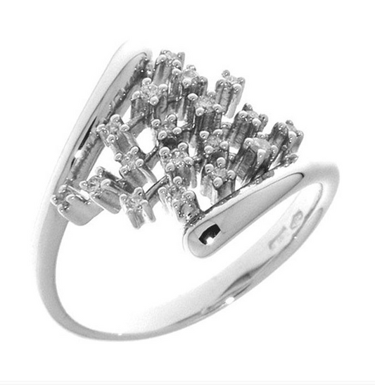 Anello Miluna Donna Oro Bianco 18KT 18 Diamanti LID1922