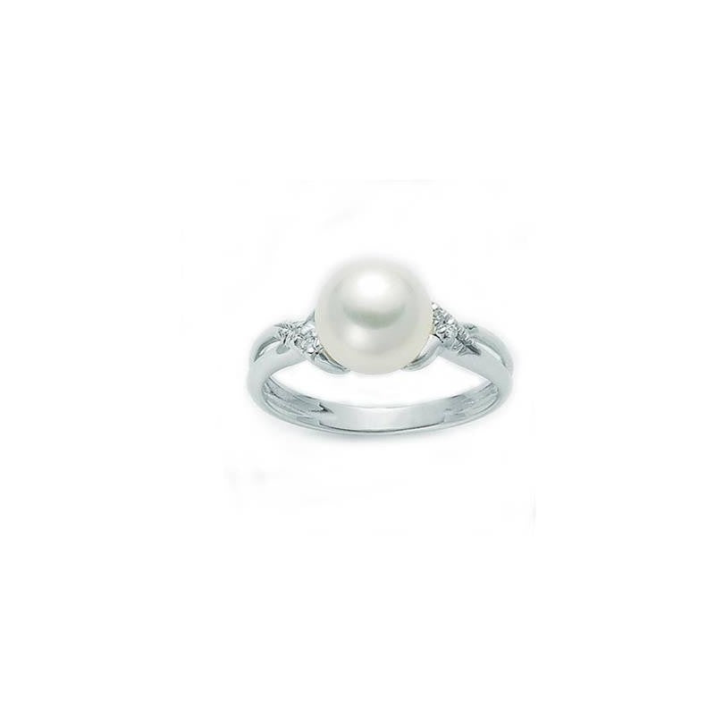 Anello Miluna Donna Oro Bianco 18KT Perla Bianca Diamanti Laterali _PLI1093 TG 15