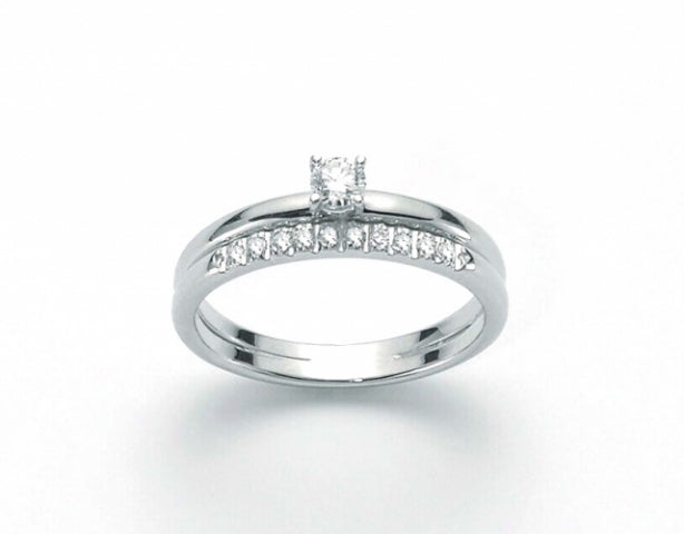 Anello Miluna Donna Oro Bianco 18Kt Solitario Veretta Diamanti _LID2734 TG14