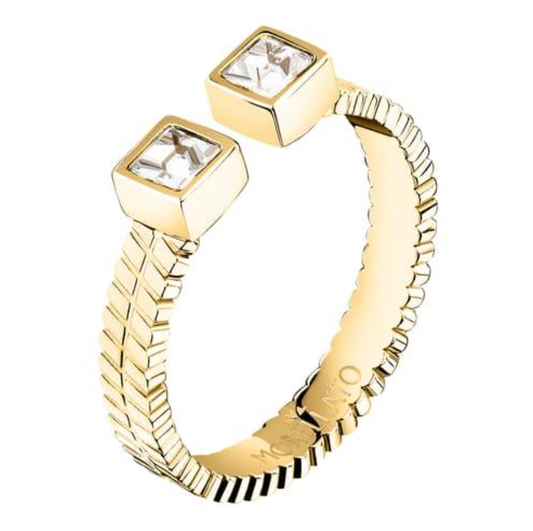 Anello Morellato Donna Acciaio Gold Regolabile Cristalli Bianchi _SAVY40016