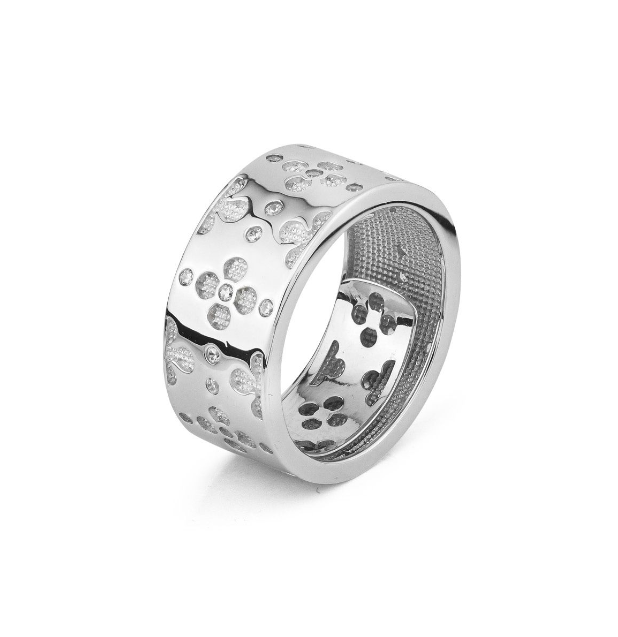 Anello Regolabile Boccadamo Donna Bronzo Fascia Grande Motivo Floreale Zirconi _XAN210P