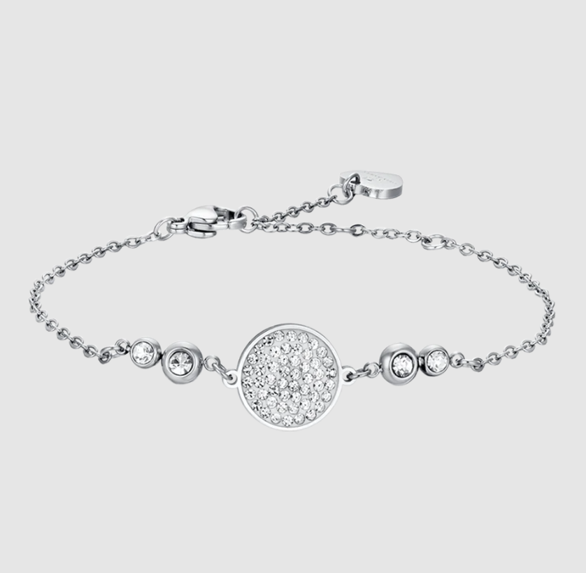 Bracciale Luca Barra Acciaio Centrale Cristalli _BK2531
