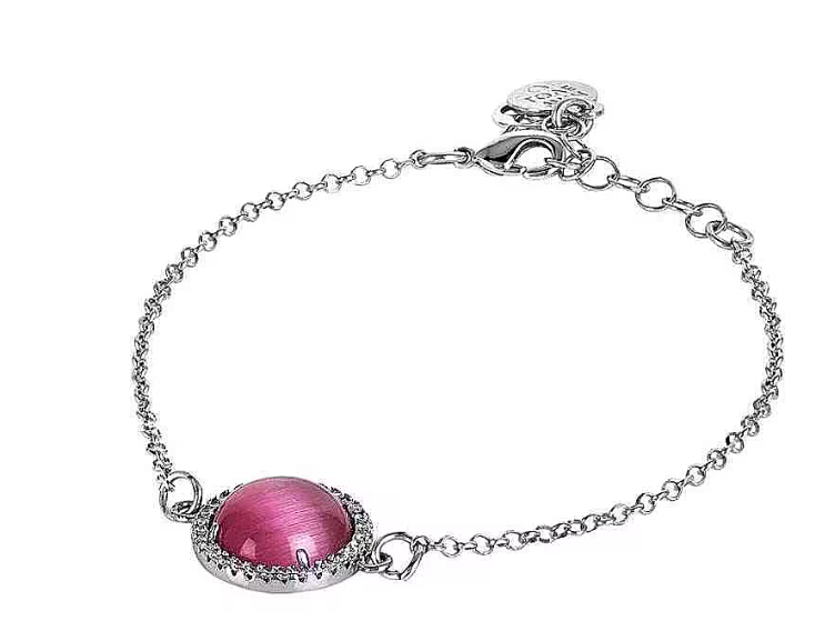 Bracciale Boccadamo Donna Acciaio Bronzo Col. Argento Cristallo Rosa _XBR808B