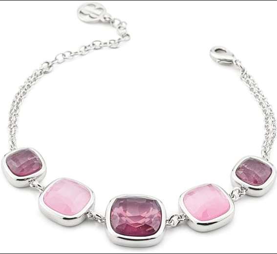 Bracciale Boccadamo Donna Acciaio Cristalli Medi Ametista Viola Rosa Baby _XB1010I