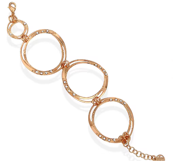 Bracciale Boccadamo Donna Bronzo Cerchi grande Bicolor Effetto Diamantato Cristalli _XBR892RS 8057158807168