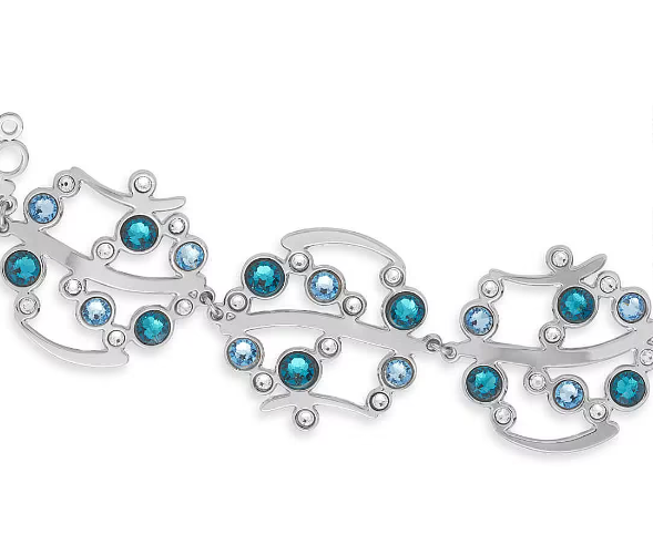Bracciale Boccadamo Donna Bronzo Modulare Cristalli Acquamarina e Blu _XBR882