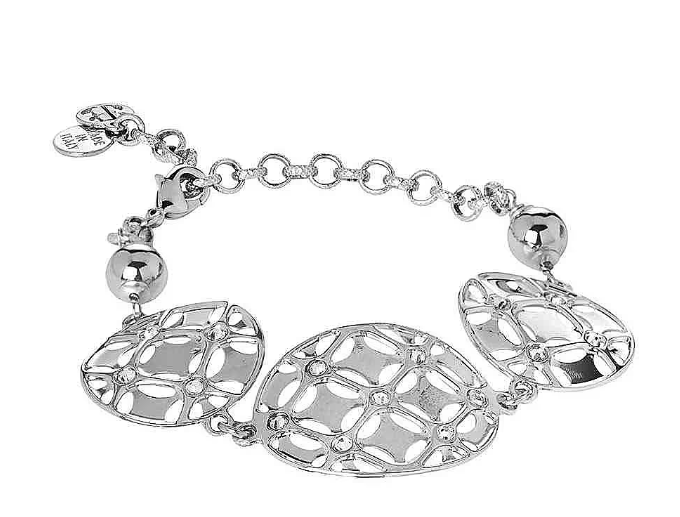 Bracciale Boccadamo Donna Bronzo Plac. Argento Semirigido Moduli Cristalli _XBR712