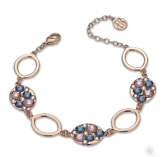 Bracciale Boccadamo Donna Placcato Oro Rosa Cerchi cristalli Blu Pesca Bianchi _XBR959RS 8059482277679
