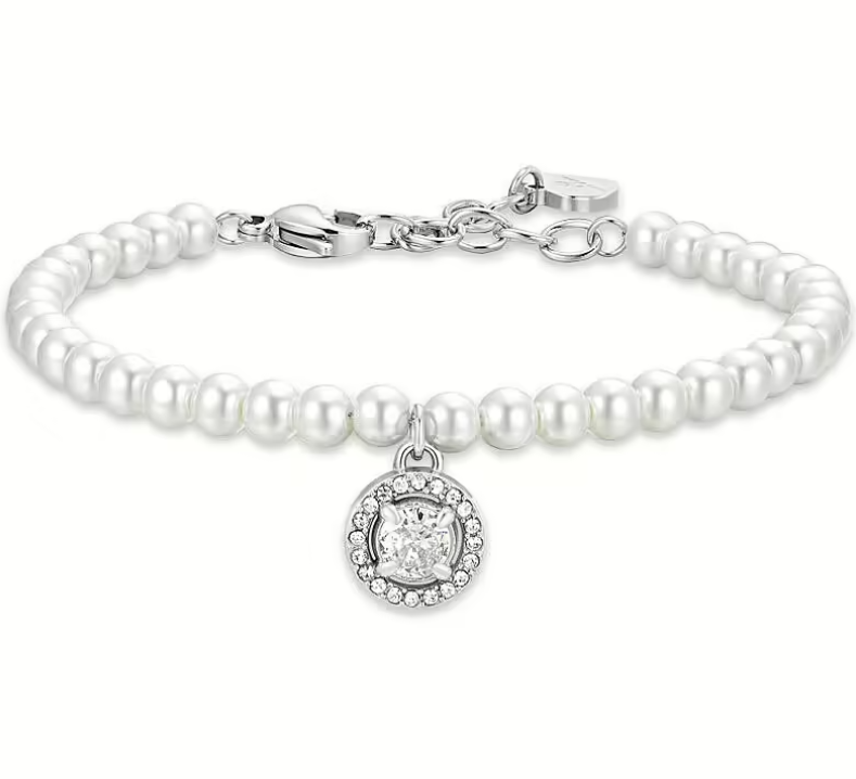 Luca Barra Damen-Armband aus Stahl mit Perlen und Kreisen und weißem Zirkon _BK2661