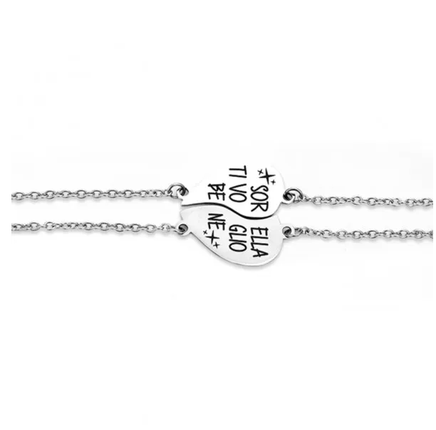 Bracciale Luca Barra Unisex Acciaio Mezzo Cuore Amicizia _BK2581