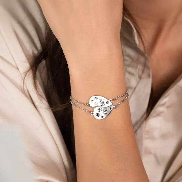 Bracciale Luca Barra Unisex Acciaio Mezzo Cuore Amicizia _BK2581