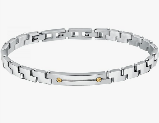 Bracciale Morellato Acciaio Uomo Silver Punti Oro 750 _SATM19