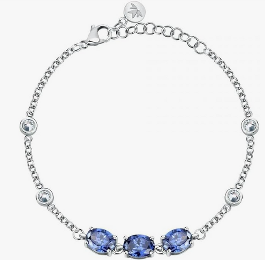Bracciale Morellato Donna Acciaio Argentato Zirconi Blu Cristalli Bianchi _SAVY19