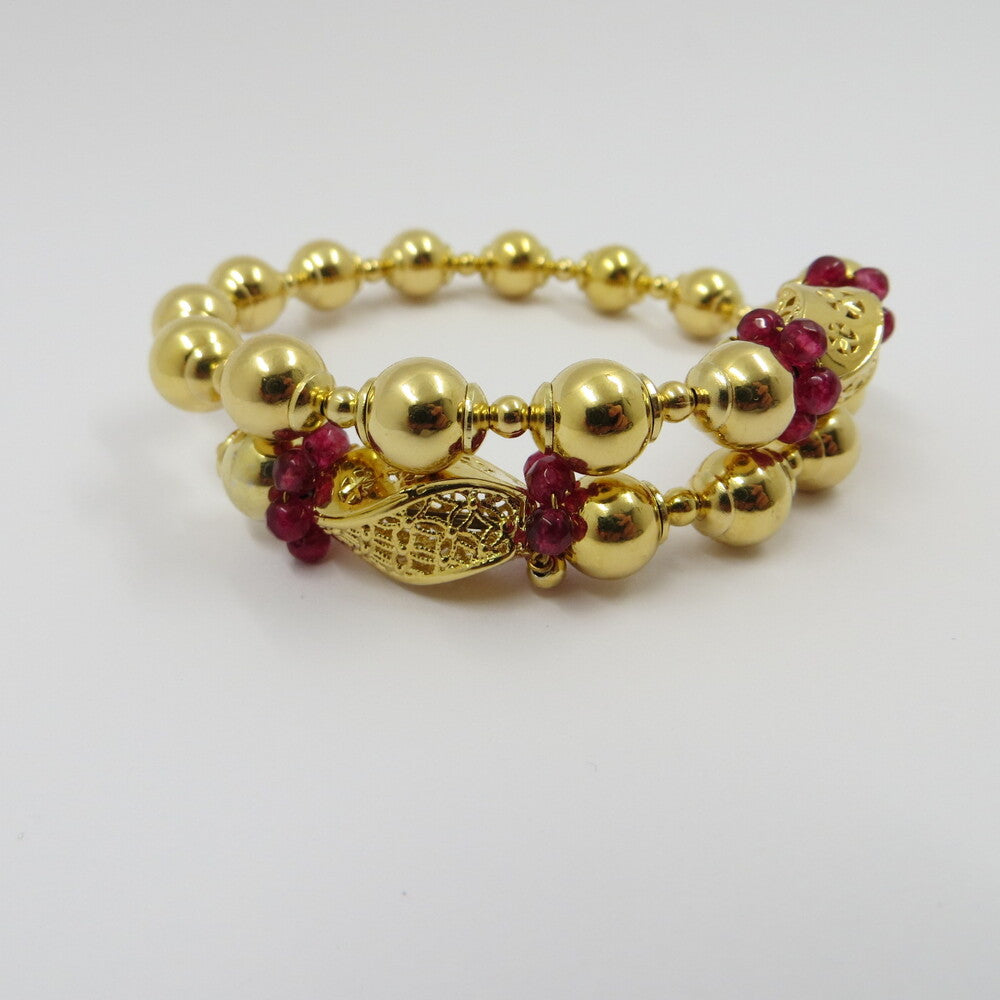 Bracciale Ungari Donna Bronzo Sfere e Perline Disegno Floreale _LANBR012