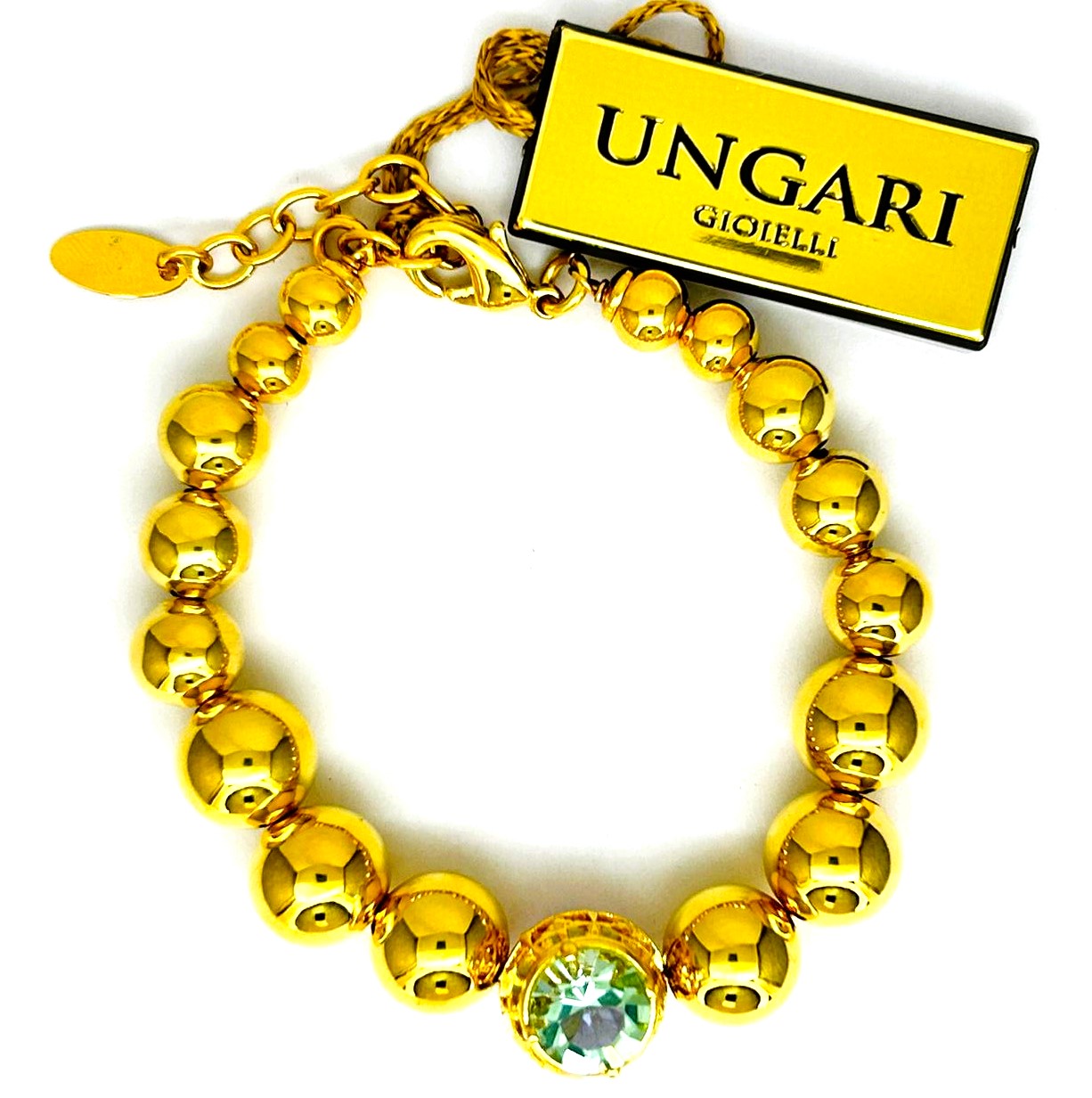 Bracciale Ungari Donna Bronzo Rigido Perle Centrale Zircone Douple Face Zircone Lilla e Azzurro DIAMANTI _BR026