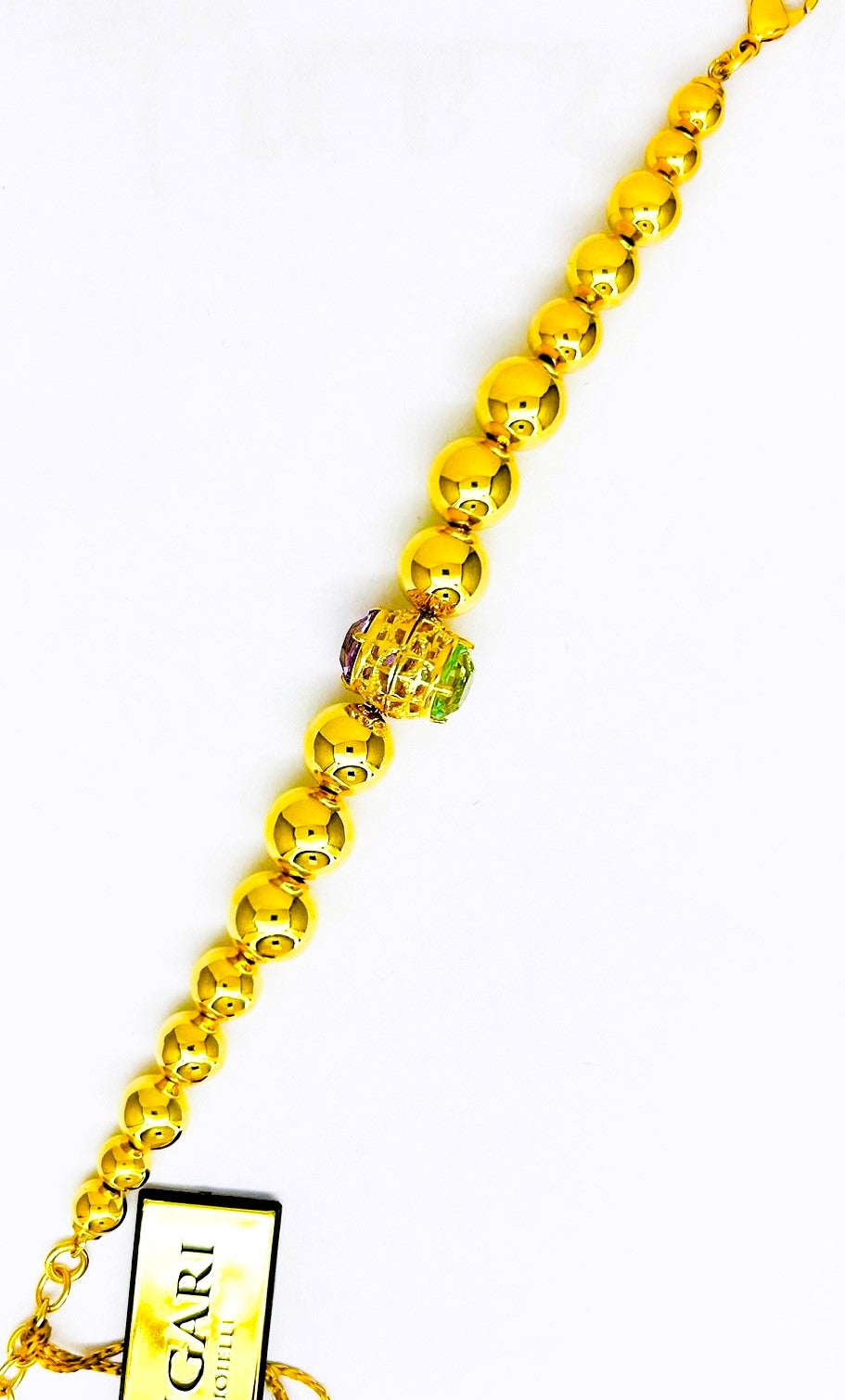 Bracciale Ungari Donna Bronzo Rigido Perle Centrale Zircone Douple Face Zircone Lilla e Azzurro DIAMANTI _BR026