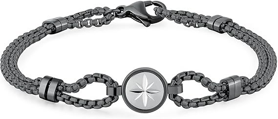 Bracciale Brosway Uomo Acciaio Color. Rutenio e Rosa dei Venti Coll. POSEIDON _BPN12