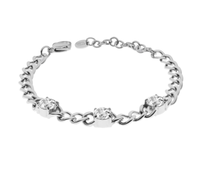 Bracciale LIU JO Donna Acciaio Argentato Tre Zirconi Rotondi _LJ2304