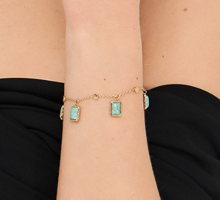 Bracciale Liu Jo Donna Acciaio Gold Con Pietre gioiello Verde Acqua _LJ2859