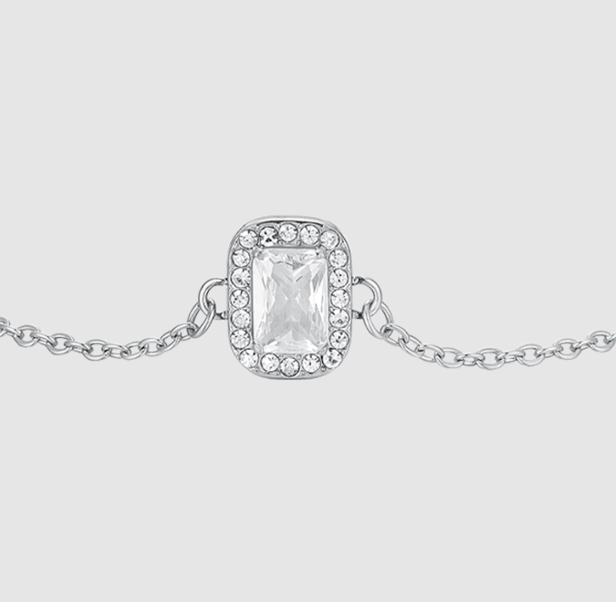 Bracciale Luca Barra Acciaio Argentato Cristalli e Zircone Centrale _BK2738