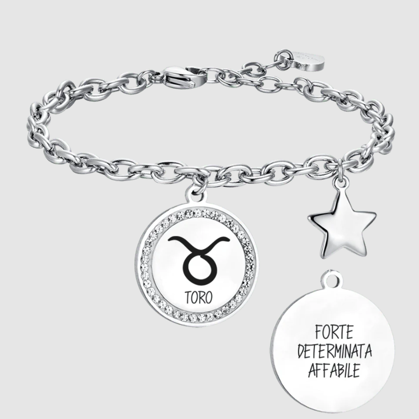 Bracciale Luca Barra Acciaio Segno Zodiacale Toro _BK2542