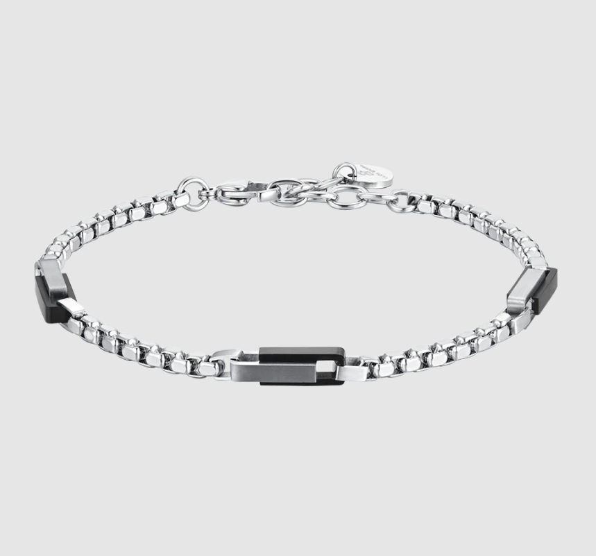 Bracciale Luca Barra Acciaio Uomo Ip Nero _BA1778