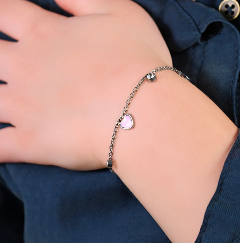 Bracciale Luca Barra Bambina Acciaio Cuori Alternati Smaltati Rosa _JB206