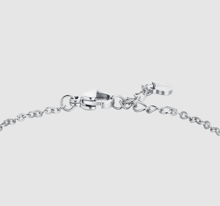 Bracciale Luca Barra Bambina Acciaio Cuori Alternati Smaltati Rosa _JB206