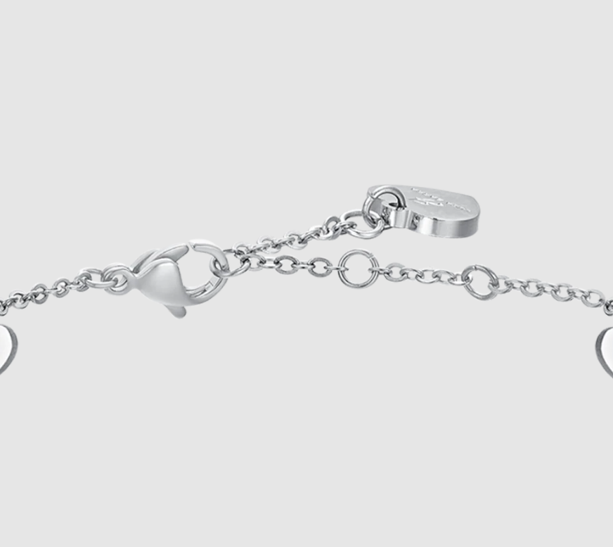Bracciale Luca Barra Donna Acciaio Argentato Cuori Alternate Zirconi _BK2616