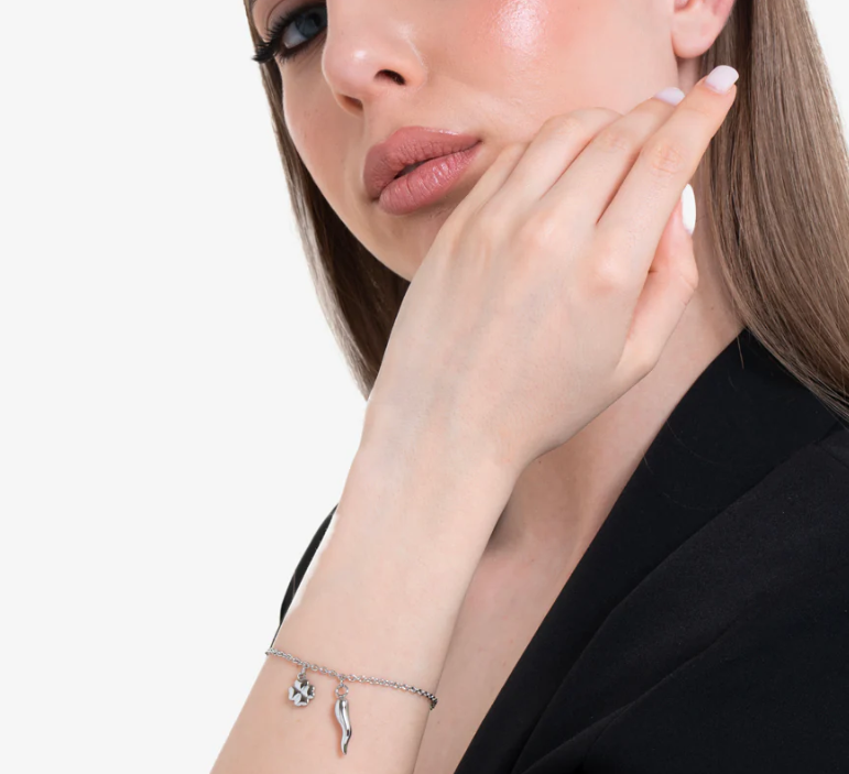 Bracciale Luca Barra Donna Acciaio Argentato Fortuna _BK2757