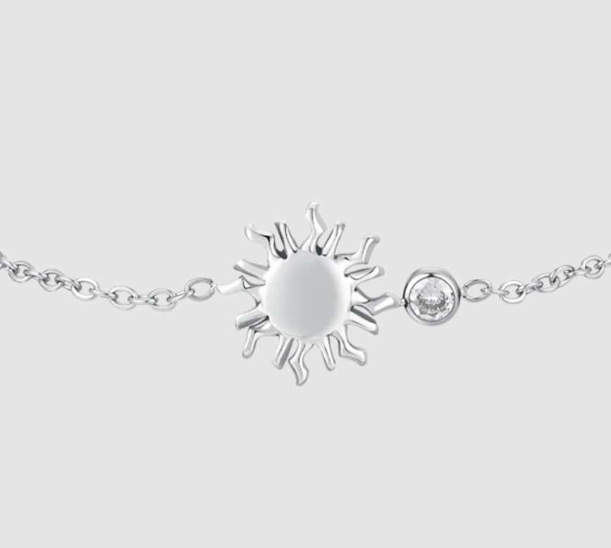 Bracciale Luca Barra Donna Acciaio Argentato Centrale Sole e Cristallo Bianco _BK2830