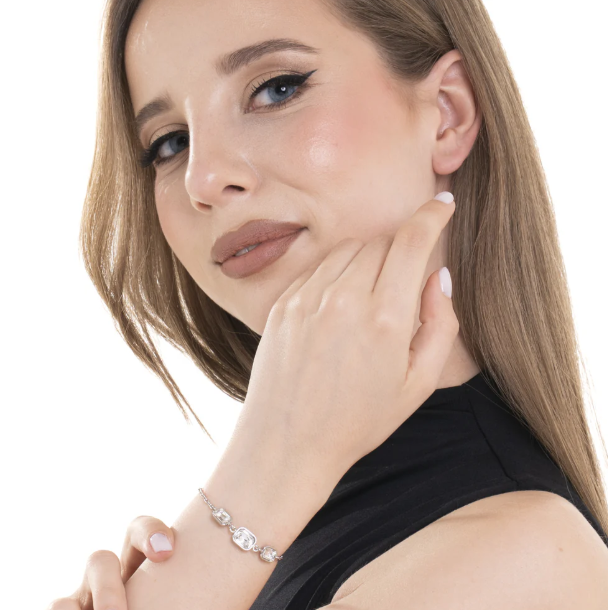 Bracciale Luca Barra Donna Acciaio Cristalli Bianchi _BK2754