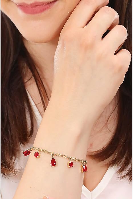 Bracciale Luca Barra Donna Acciaio Dorato Cristalli Pendenti Fucsia _BK2260
