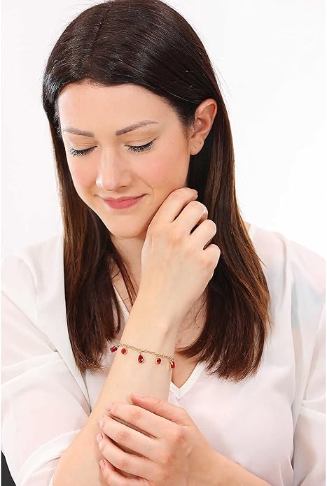 Bracciale Luca Barra Donna Acciaio Dorato Cristalli Pendenti Fucsia _BK2260