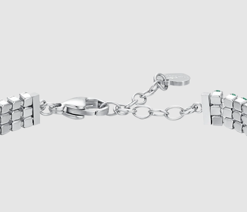 Bracciale Luca Barra Donna Acciaio Silver Tennis Zirconi Verdi _BK2842